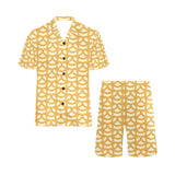 Pretzels Pattern Print Design 01 Men's V-Neck Short Pajama Set