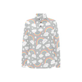 Cute rainbow clound star pattern Women's Long Sleeve Polo Shirt