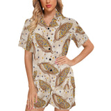 Corn Pattern Print Design 03 Women's V-Neck Short Pajama Set