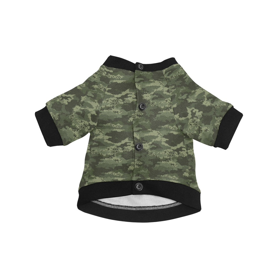 Digital Green camouflage pattern All Over Print Pet Dog Round Neck Fuzzy Shirt