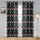 Deer Christmas new year pattern argyle Gauze Curtain