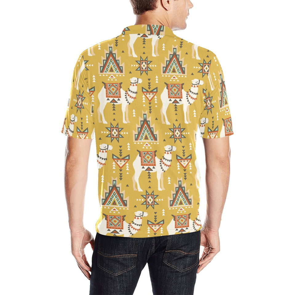 Camels ethnic motif pattern Men's All Over Print Polo Shirt