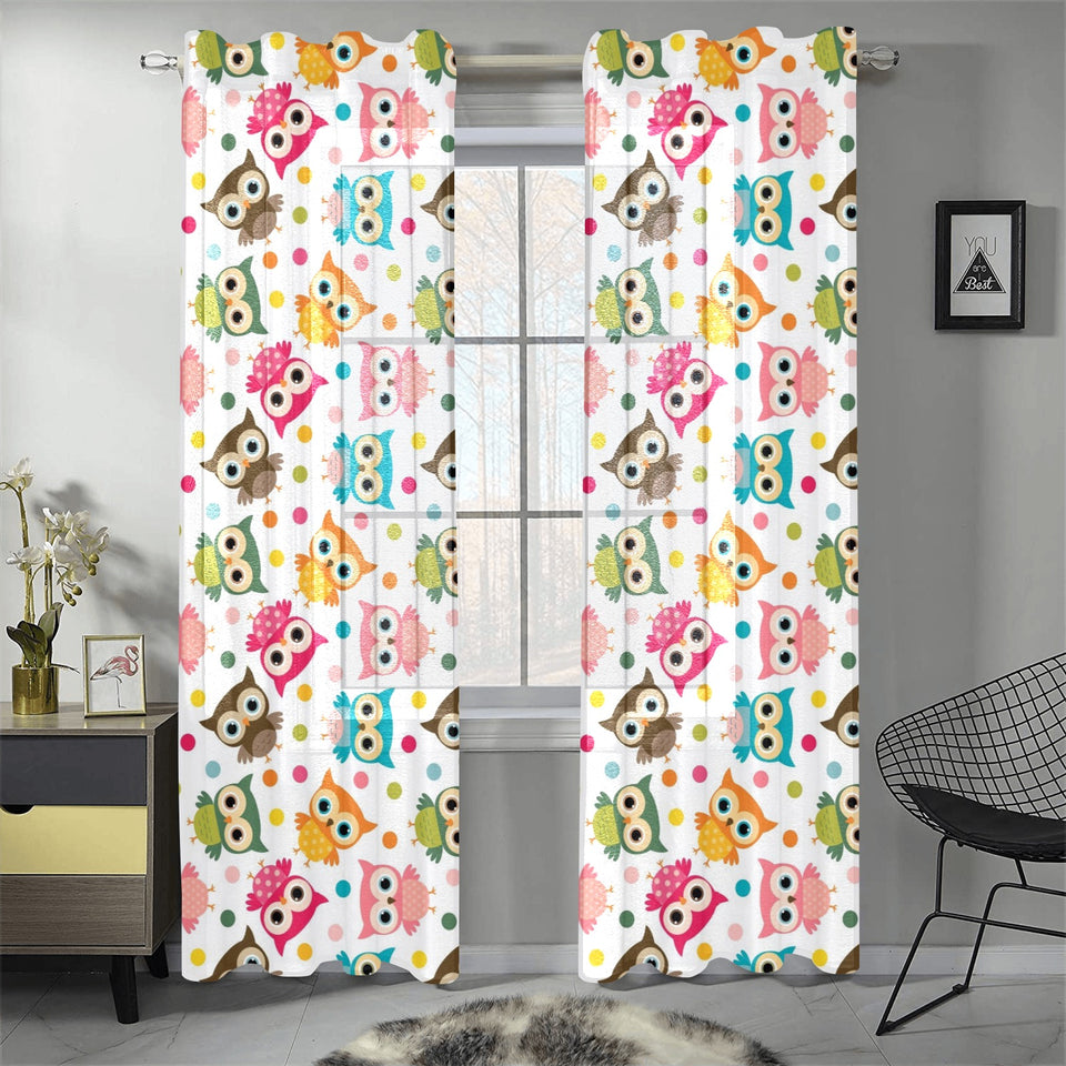 Color cute owl pattern Gauze Curtain
