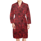 Rose Pattern Print Design 03 Men's Long Sleeve Belted Night Robe