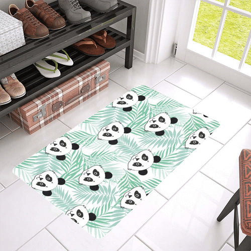 Panda pattern tropical leaves background Doormat