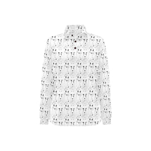 Bull Terrier Pattern Print Design 02 Women's Long Sleeve Polo Shirt