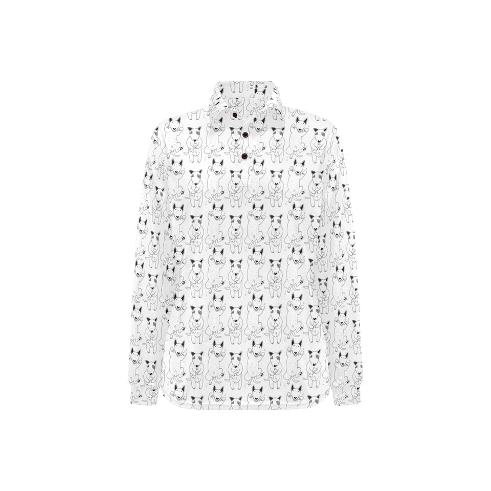 Bull Terrier Pattern Print Design 02 Women's Long Sleeve Polo Shirt