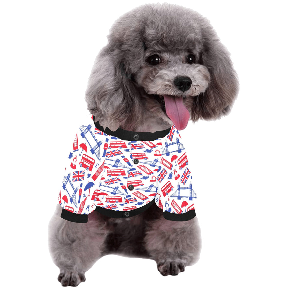 British Pattern Print Design 01 All Over Print Pet Dog Round Neck Fuzzy Shirt