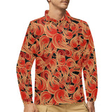 Fire flame pattern Men's Long Sleeve Polo Shirt