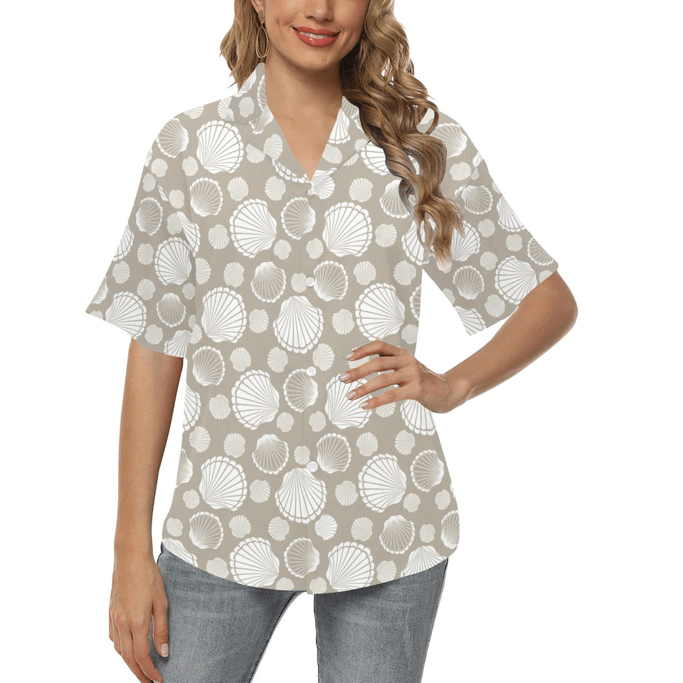 Scallop shell pattern Women's All Over Print Hawaiian Shirt