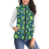 Lime ice flower pattern Women's Padded Vest