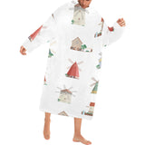 windmill design pattern Blanket Robe with Sleeves