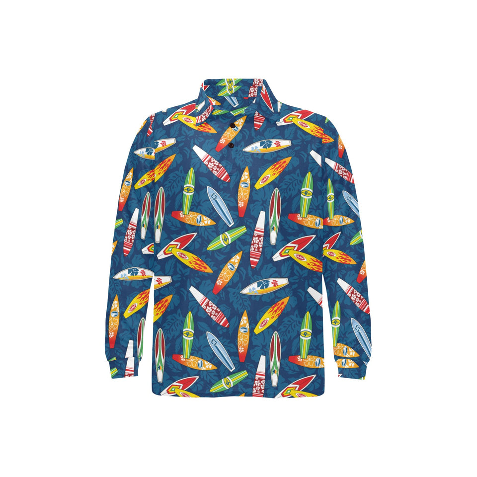 Surfboard Pattern Print Design 01 Men's Long Sleeve Polo Shirt