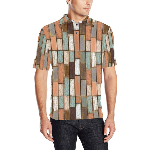 Wood Printed Pattern Print Design 02 Men's All Over Print Polo Shirt