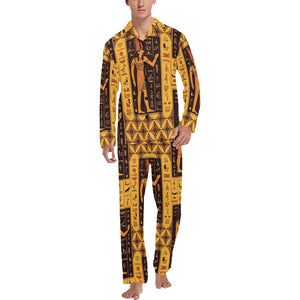 Egypt Hieroglyphics Pattern Print Design 05 Men's Long Pajama Set