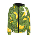 Banana Palm Leaves pattern Men's Padded Hooded Jacket