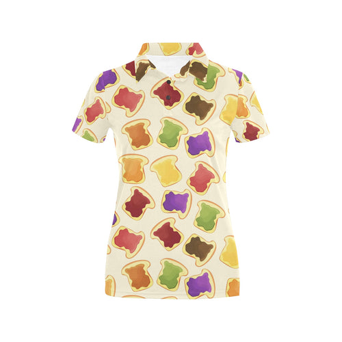 Bread Toast Pattern Print Design 02 Women's All Over Print Polo Shirt