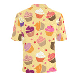cake cupcake heart cherry pattern Men's All Over Print Polo Shirt