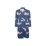 Cute sea lion seal christmas hat candy cane heart Men's Long Sleeve Belted Night Robe