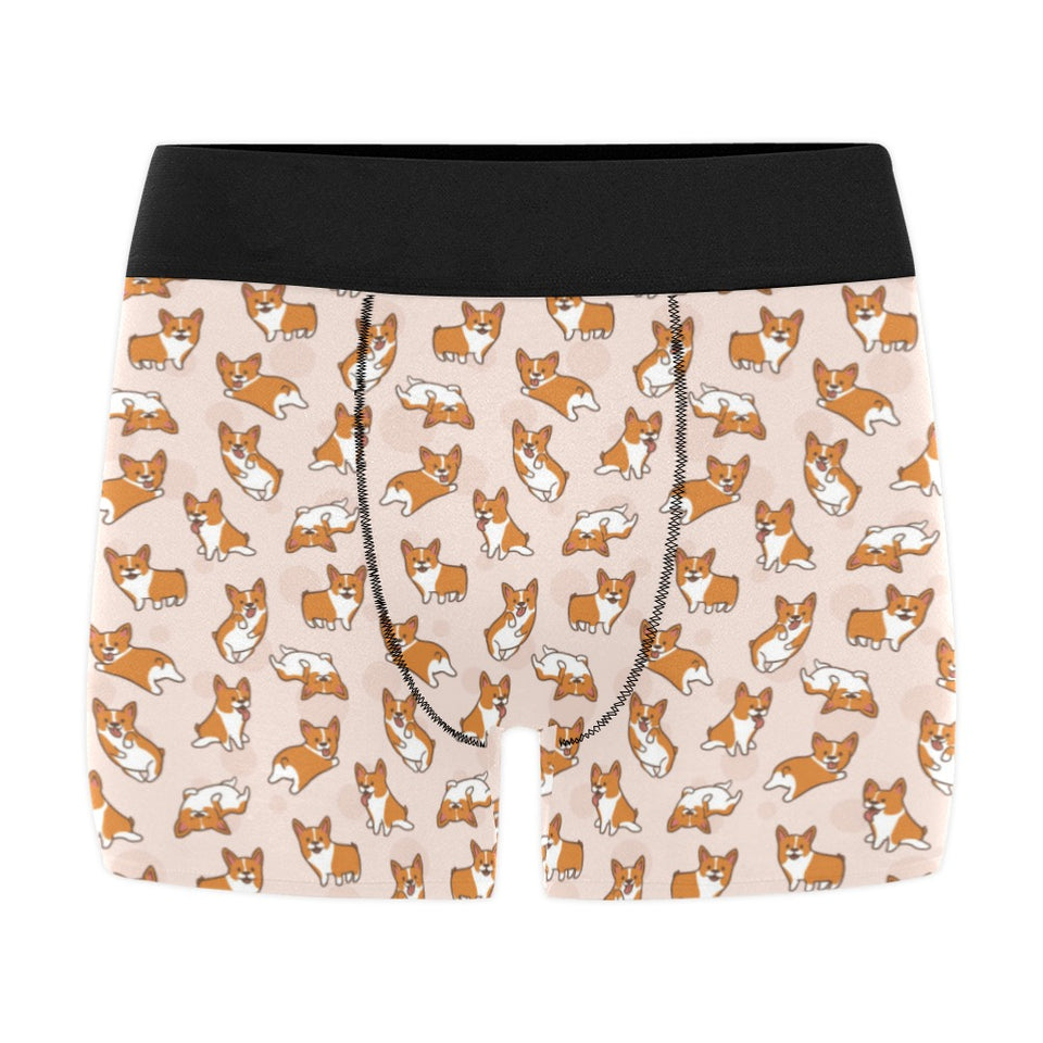 Cute Corgis Pattern pink background Men's All Over Print Boxer Briefs Men's Underwear
