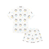 Cute Siberian Husky pattern Kids' Boys' Girls' V-Neck Short Pajama Set