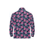 Hibiscus Pattern Print Design 05 Men's Long Sleeve Polo Shirt