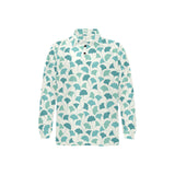 Green ginkgo leaves pattern Men's Long Sleeve Polo Shirt