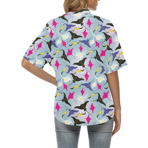 Stingray Pattern Print Design 01 Women's All Over Print Hawaiian Shirt
