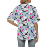 Stingray Pattern Print Design 01 Women's All Over Print Hawaiian Shirt