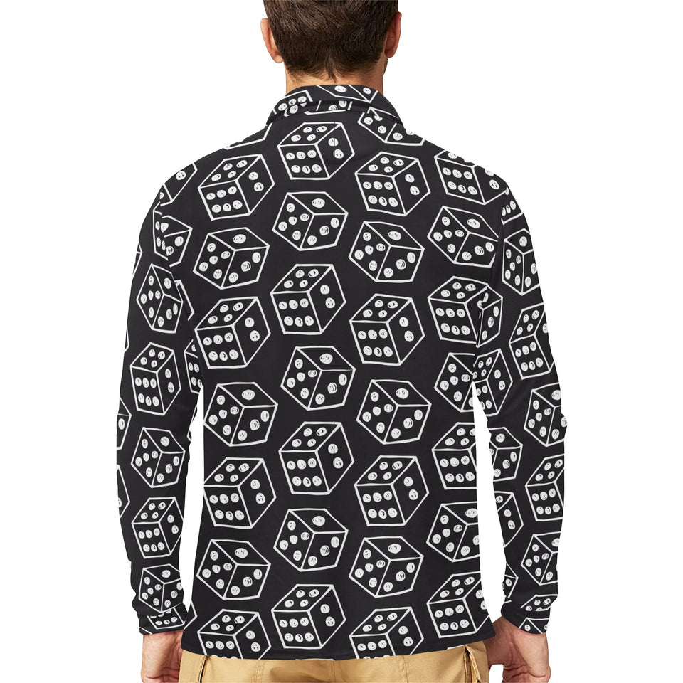 Dice Pattern Print Design 01 Men's Long Sleeve Polo Shirt