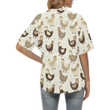 Cute rooster chicken cock Women's All Over Print Hawaiian Shirt