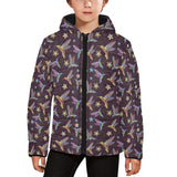 Hummingbird Pattern Print Design 04 Kids' Boys' Girls' Padded Hooded Jacket