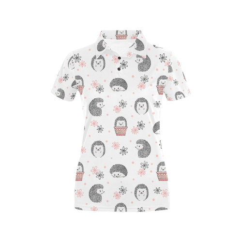 Hedgehog Pattern Print Design 02 Women's All Over Print Polo Shirt