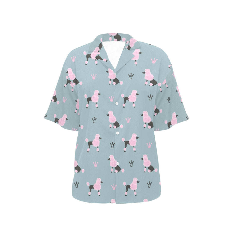 poodle dog pattern Women's All Over Print Hawaiian Shirt