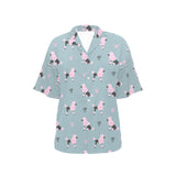 poodle dog pattern Women's All Over Print Hawaiian Shirt
