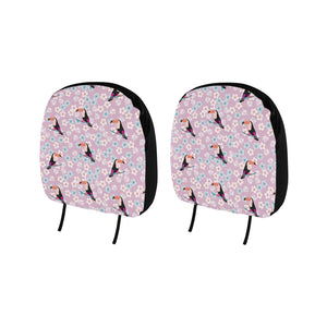 Beautiful toucan flower leaves Car Headrest Cover
