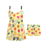Sun Glasses Pattern Print Design 05 Chest Sexy Pleated Two Piece Swim Dress