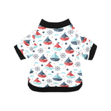 Cute color paper sailboat pattern All Over Print Pet Dog Round Neck Fuzzy Shirt