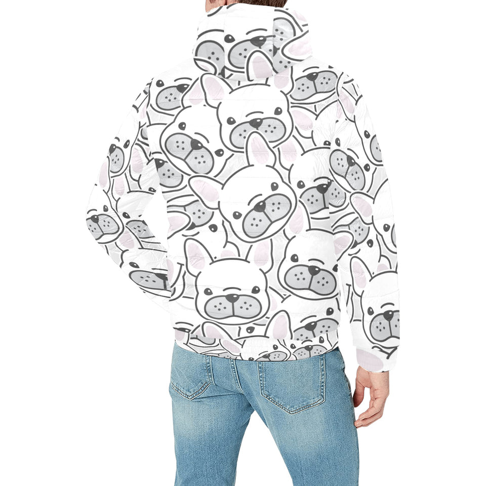 Cute french bulldog head pattern Men's Padded Hooded Jacket