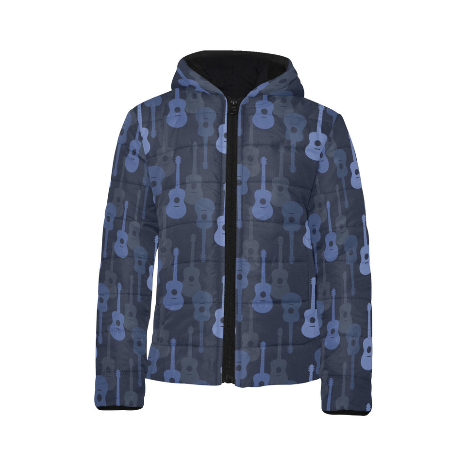 Blue Theme guitar pattern Kids' Boys' Girls' Padded Hooded Jacket
