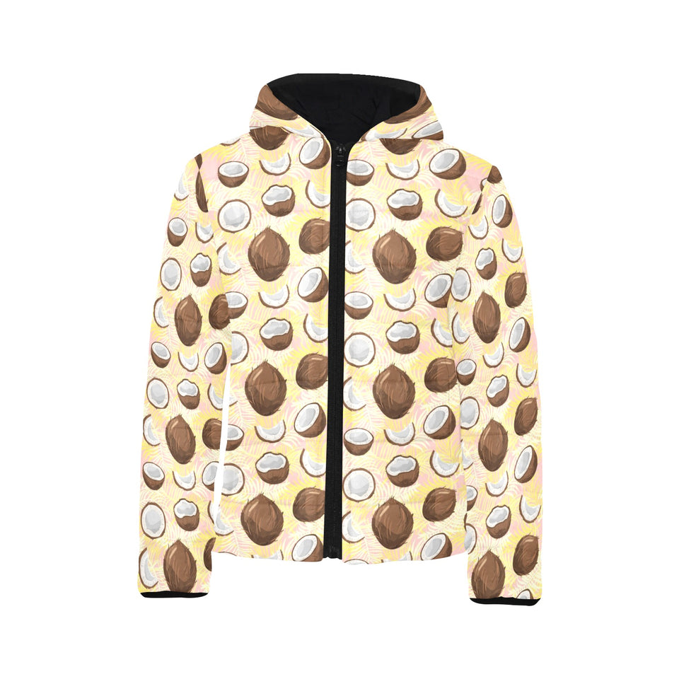 Coconut Pattern Print Design 05 Kids' Boys' Girls' Padded Hooded Jacket