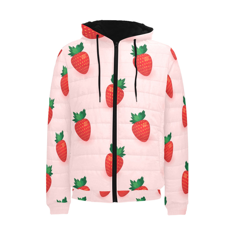 Strawberry beautiful pattern Men's Padded Hooded Jacket