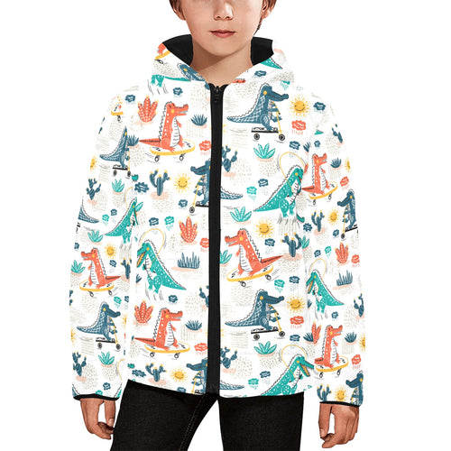 Cute Crocodile Pattern Kids' Boys' Girls' Padded Hooded Jacket