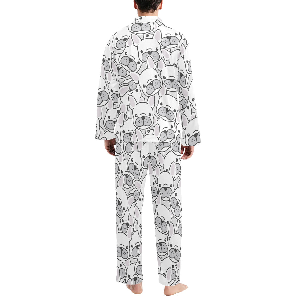 Cute french bulldog head pattern Men's Long Pajama Set