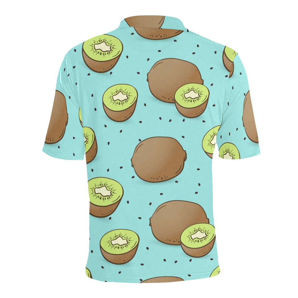 Kiwi blue background Men's All Over Print Polo Shirt