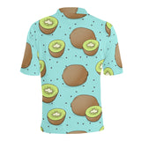 Kiwi blue background Men's All Over Print Polo Shirt