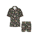 Raccoon watermelon pattern Women's V-Neck Short Pajama Set