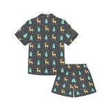 Deers star tree pattern Kids' Boys' Girls' V-Neck Short Pajama Set