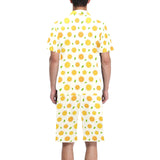oranges leaves pattern Men's V-Neck Short Pajama Set