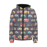 Camper Van Pattern Print Design 02 Men's Padded Hooded Jacket